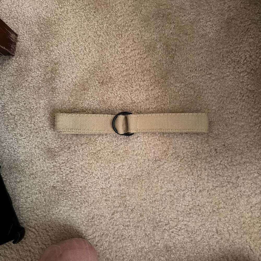 Casual Khaki Tan Cotton Webbing D-Ring Belt